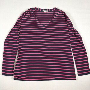 Pink striped Banana Republic Womens XL Navy V-Neck Long Sleeve Modal Blend Top